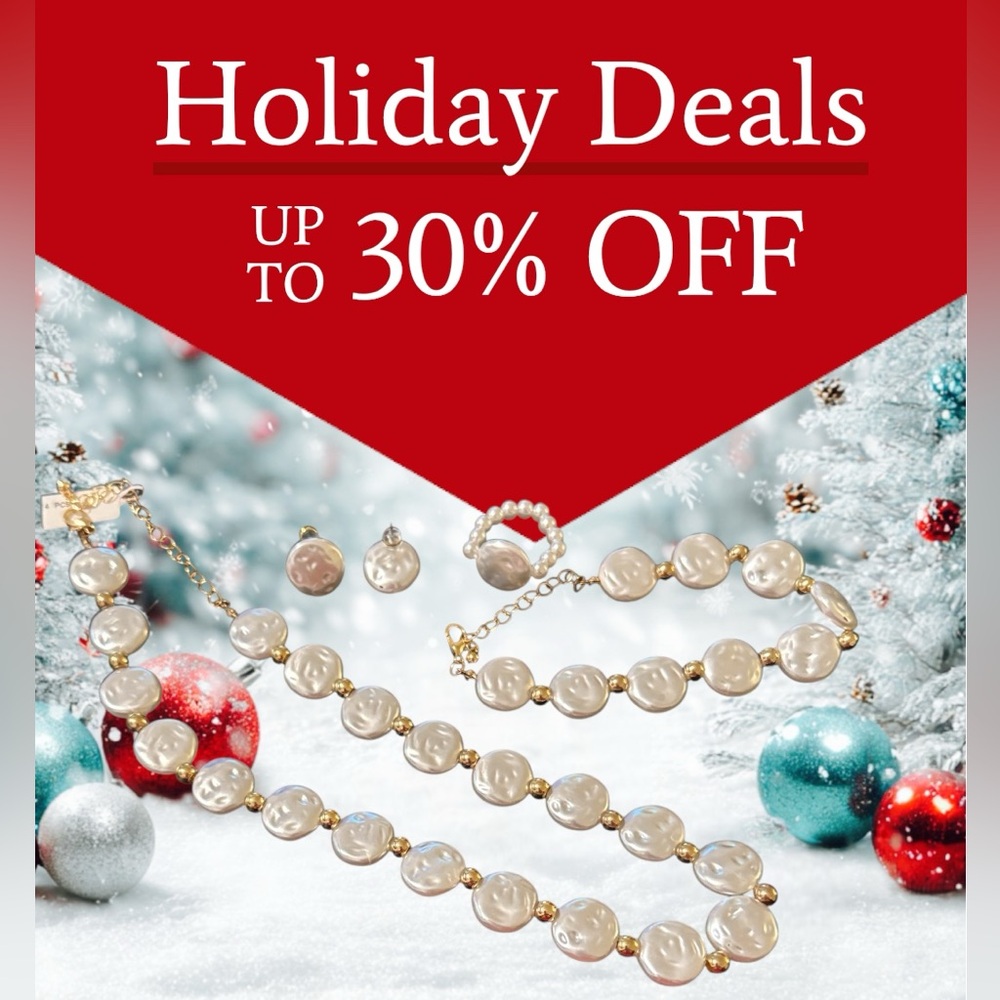 Elegant Pearl and Gold Jewelry Set - Picture 2 of 3